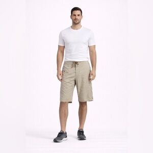 Patagonia Mens Board Shorts Swim Trunks Tan Brown Pinstripe 28 9.5” Inseam